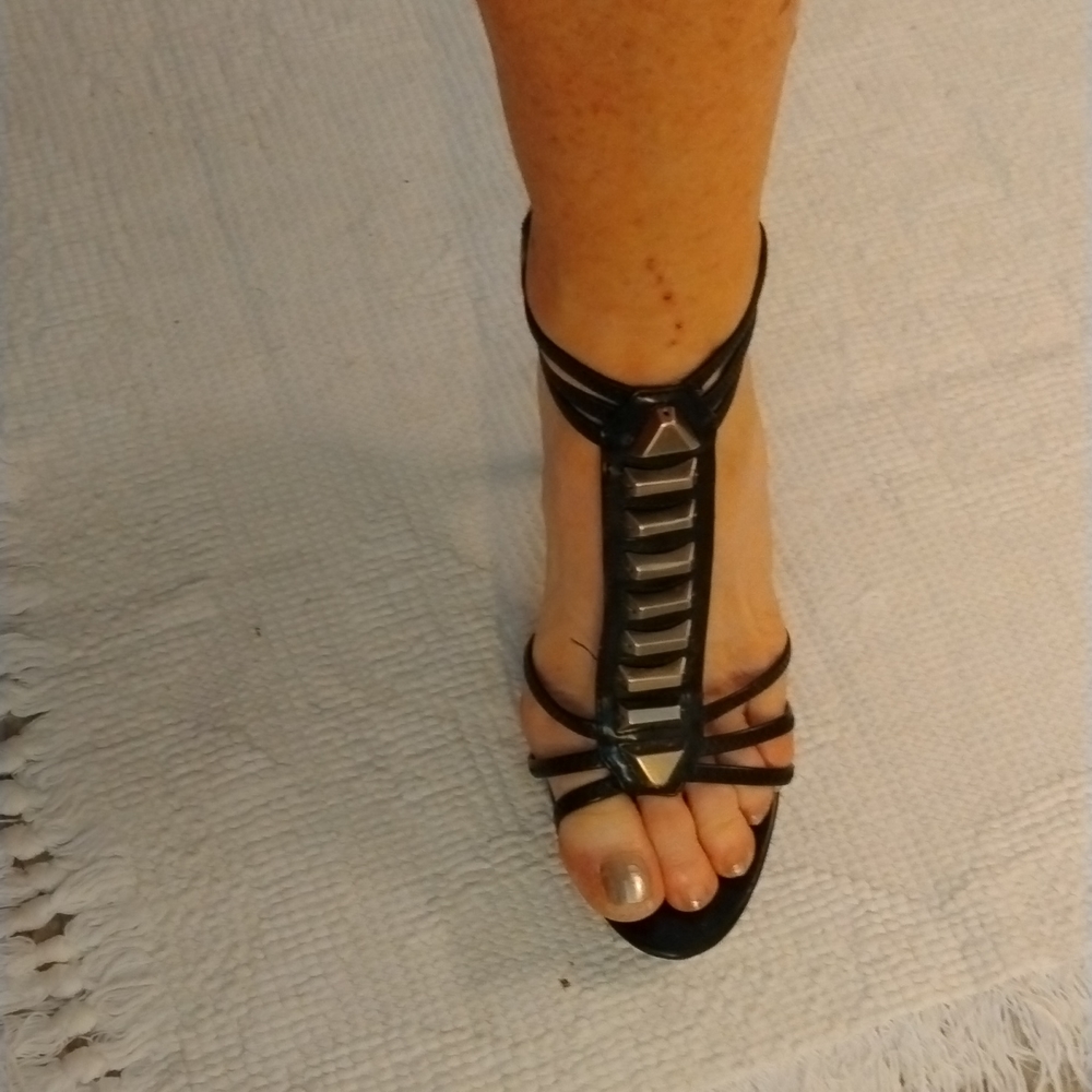 Ladies silver studded heels